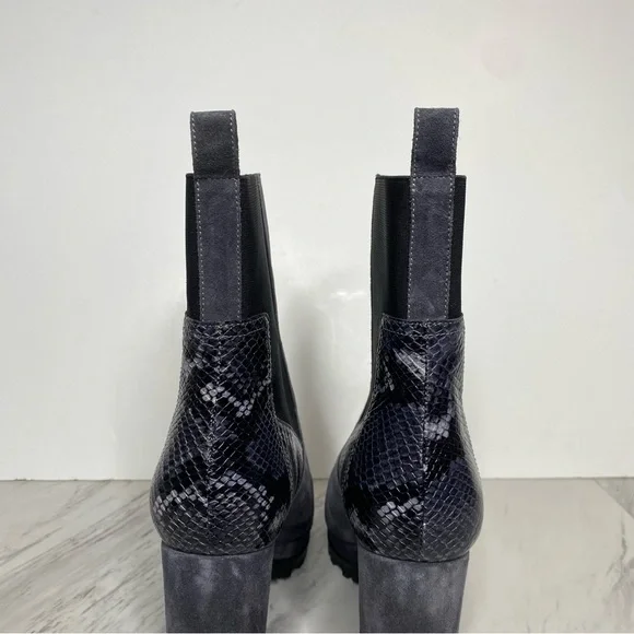 All Saints Sahara Gray Suede Snakeskin Heeled Boot 11 - Picture 5 of 16